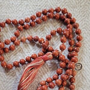 RED JASPER MALA BEADS ZEN NECKLACE WRAP BRACELET